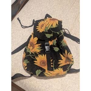 Vintage 90s Sunflower Print Upholstery Fabric Backpack